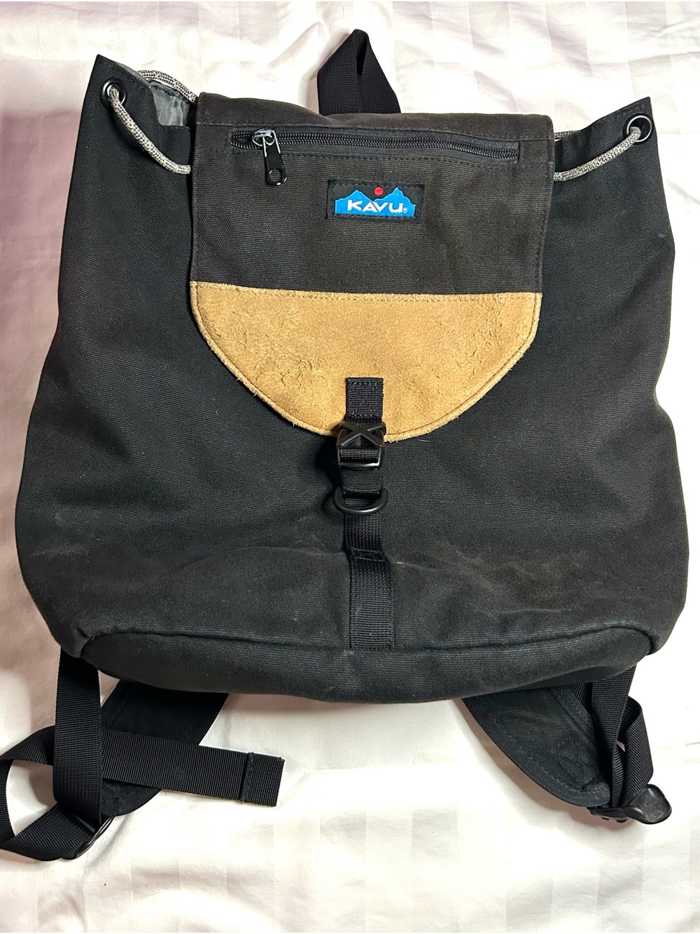 KAVU Black and Tan Canvas Backpack
